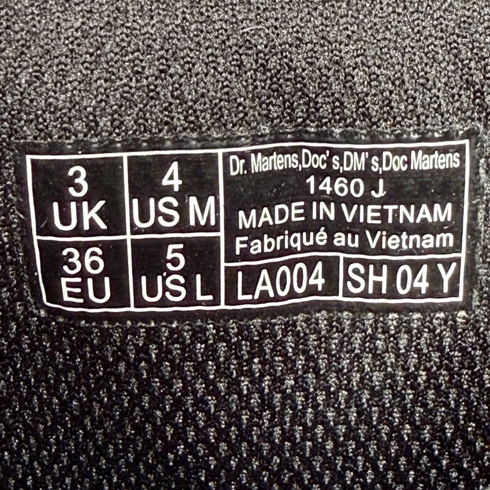 Dr.‎ Martens 1460 Sticker Print Kids Size 4 Combat Boots Black Leather
